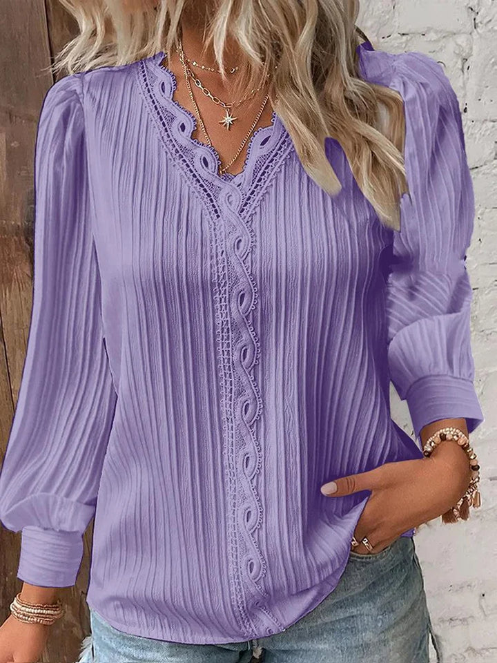 Brenna - casual blouse met kanten voering