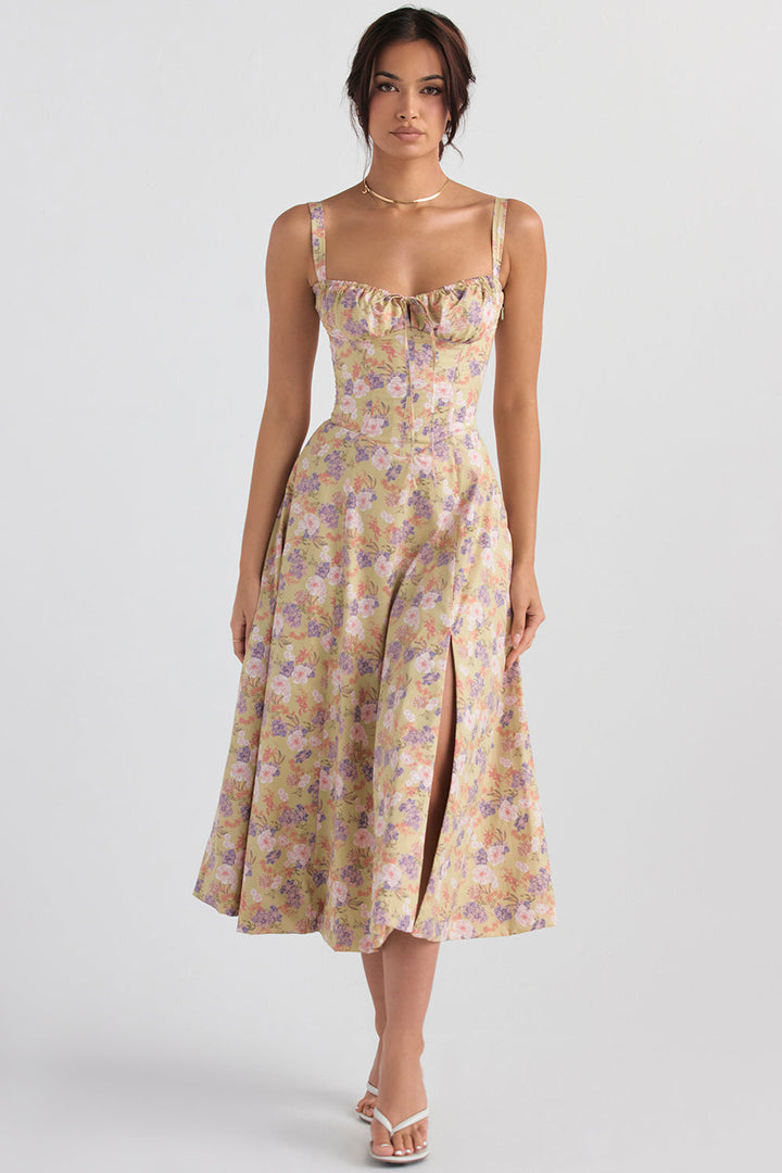 Xara - lange bloemen corset jurk