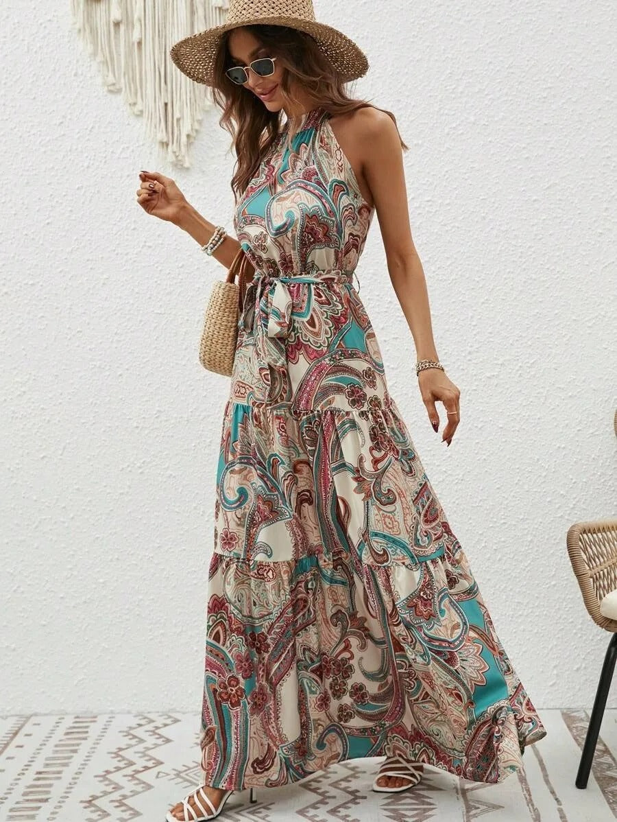 Reign - Retro Halternek Maxi Jurk