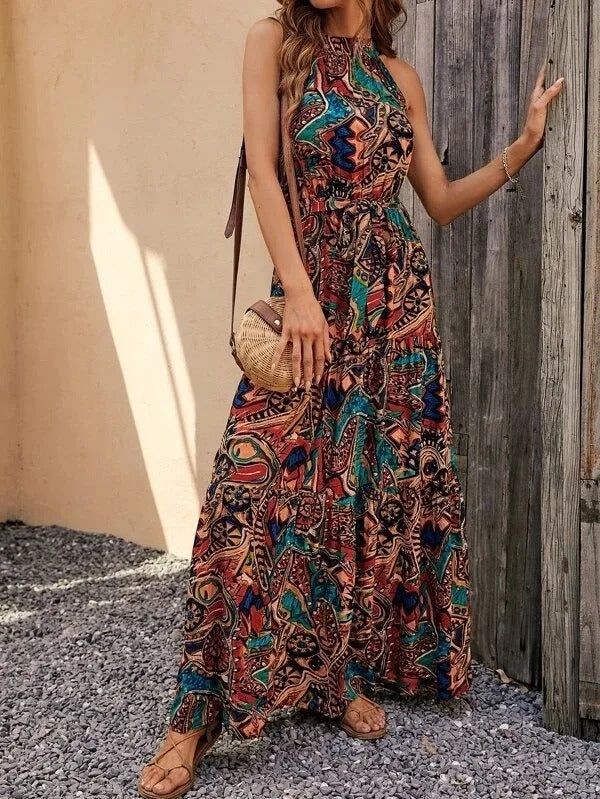 Reign - Retro Halternek Maxi Jurk