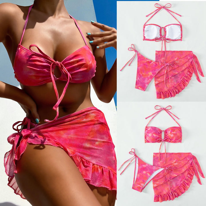 Nellie - tie dye halter bikini 3-delige set