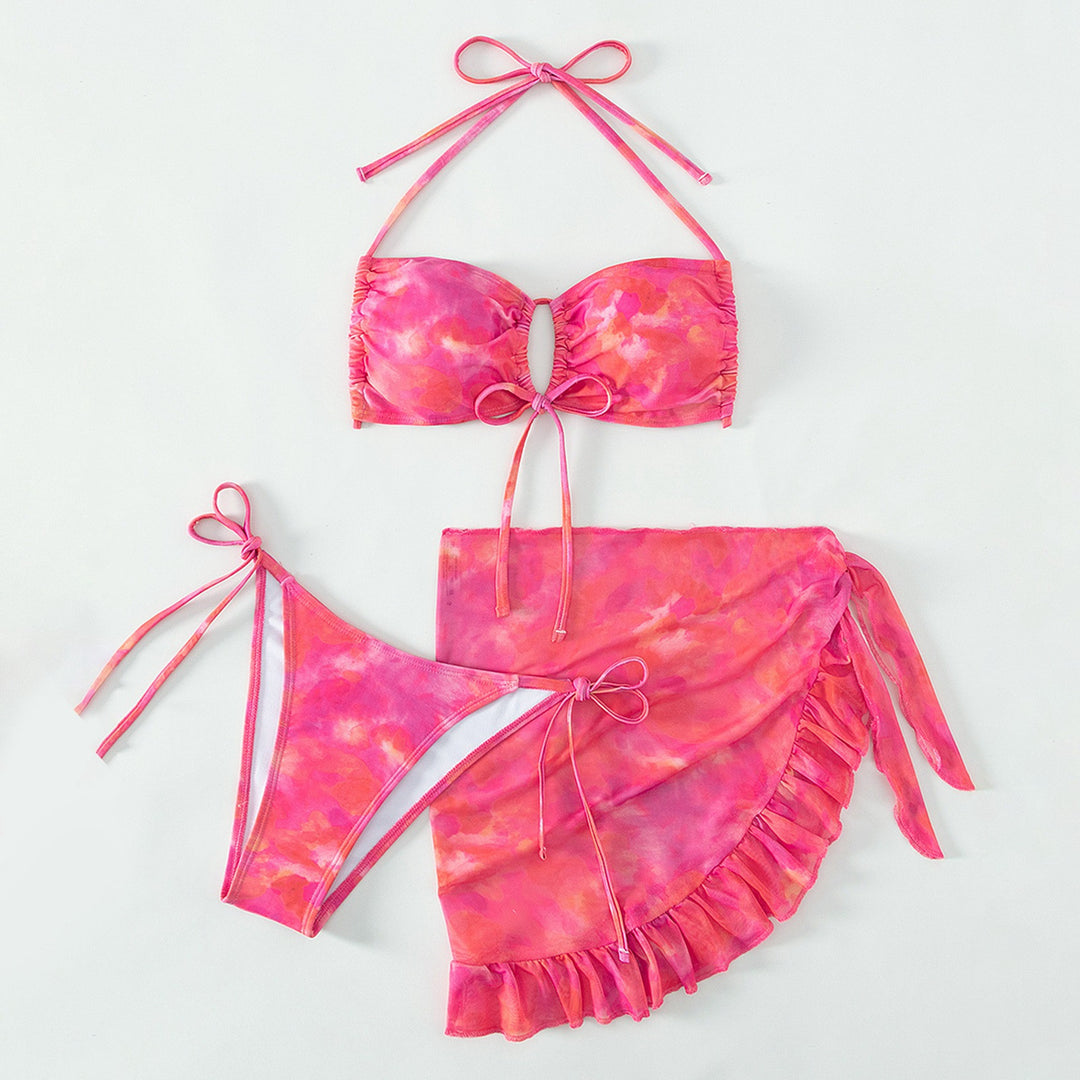 Nellie - tie dye halter bikini 3-delige set