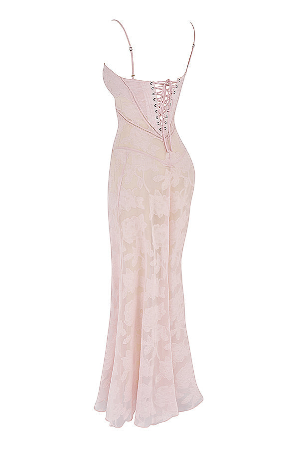 Dearra - stijlvolle mouwloze maxi-jurk met kanten rug
