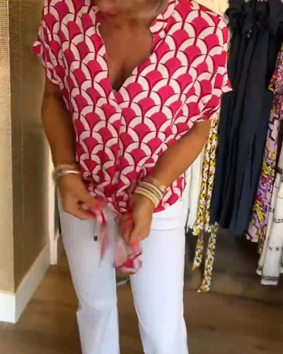 Laura - v-hals blouse met print